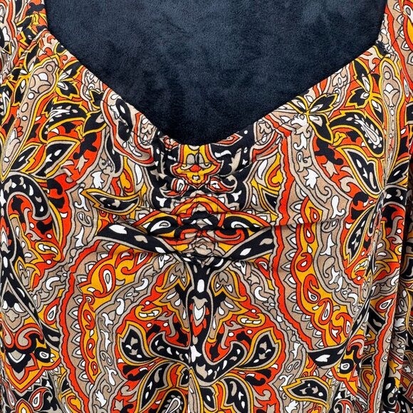 Michael Kors‎ Paisley Shirt Womens XL Babydoll Y2K Dark Sweetheart Going Out - Picture 5 of 8